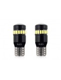 Set 2 bec led auto W5W Canbus T10 cu 18Smd cu lupa 12/24v Alb, Amio