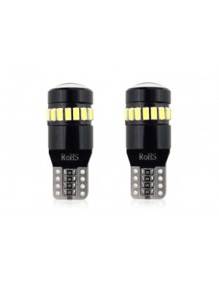 Set 2 bec led auto W5W Canbus T10 cu 18Smd cu lupa 12/24v Alb foto