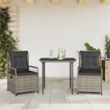 vidaXL Set mobilier de grădină cu perne, 3 piese, gri, poliratan 3262985