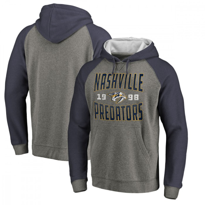 Nashville Predators hanorac de bărbați cu glugă grey Timeless Collection Antique Stack Tri-Blend Raglan - S