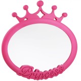 Oglindă de Perete, Model Princess, Culoare Roz, Dimensiuni 25x25 cm, Cadru Plastic, Oem