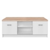 Cumpara ieftin Comoda TV 2 usi pal melaminat alb natur stejar sonoma Topty 120x42x46 cm