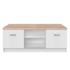 Comoda TV 2 usi pal melaminat alb natur stejar sonoma Topty 120x42x46 cm