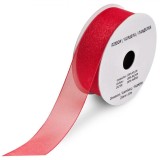 Panglică Organza, Model Generic, Roșu, Dimensiuni 10m x 2.5cm, Material Nailon, Oem