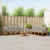 vidaXL Set de canapele de exterior 9 pcs Gri natural și deschis 3366199