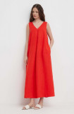 Cumpara ieftin United Colors of Benetton rochie din in culoarea rosu, maxi, evazati