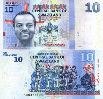 SWAZILAND █ bancnota █ 10 Emalangeni █ 2014 █ P-36b █ POLYMER █ UNC necirculata foto