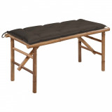 Cumpara ieftin Bancă de grădină pliabilă cu pernă, 118 cm, bambus