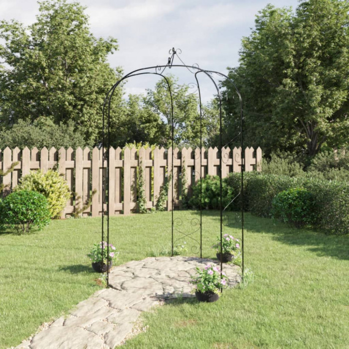 vidaXL Arcadă de grădină, negru, &Oslash;180x255 cm, oțel