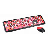 Kit wireless tastatura + mouse Serioux Colourful, rosu