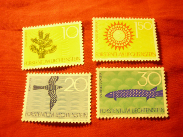 Serie Liechtenstein 1966 Protectia Naturii, 4 valori