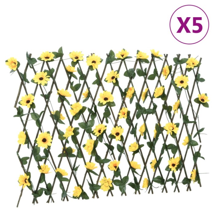 Spalier iederă artificială extensibil, 5 buc. galben, 180x60 cm