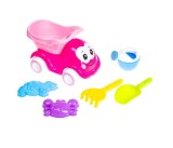 Set jucarii nisip-Camion cu 5 accesorii, Fucsia, Plastic, Oem