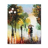 Tablou stilizat pictat manual, Impreuna pentru totdeauna, 60x50cm ulei pe panza