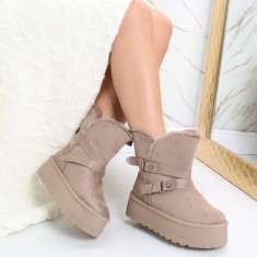 Cizme Dama Imblanite Kaki din Piele Ecologica Intoarsa Almina, 39