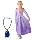 Set costum Printesa Elsa si amuleta muzicala pentru fete - Regatul de gheață 2