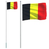 Cumpara ieftin Steag Belgia si stalp din aluminiu, 6,08 m