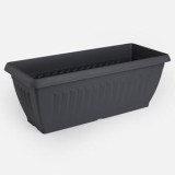 Jardinieră dreptunghiulară din plastic antracit cu model reliefat vertical, CMCLASS