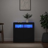 VidaXL Servantă cu lumini LED, negru, 80x35x75 cm