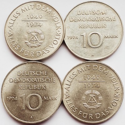 3040 DDR Germania Democrata 10 Mark 1974 25th Anniversary km 50 foto