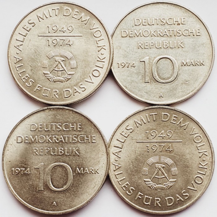 3040 DDR Germania Democrata 10 Mark 1974 25th Anniversary km 50