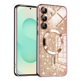 Husa premium Samsung Galaxy S25 Plus Techsuit Luxury Glitter MagSafe, roz auriu