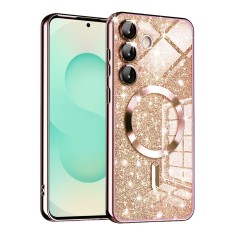 Husa premium Samsung Galaxy S25 Plus Techsuit Luxury Glitter MagSafe, roz auriu foto