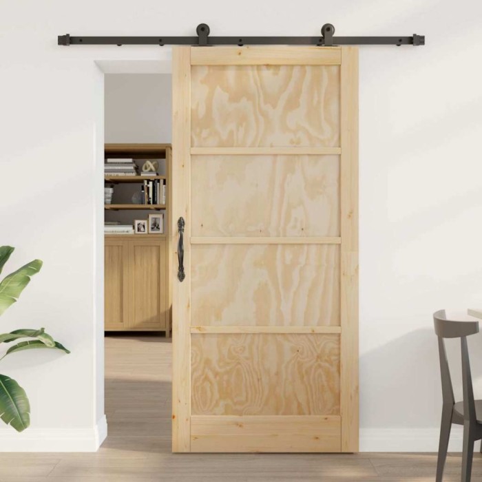Set de Uși Glisante Manual Natural și negru 93 x 202 cm