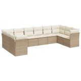 Cumpara ieftin Set canapele de gradina cu perne, 10 piese, bej, poliratan
