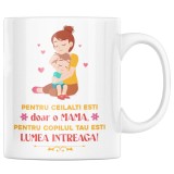 Cana alba personalizata &quot;Pentru ceilalti esti doar o mama, pentru copilul tau esti lumea intreaga&quot;, INOVATIX&reg;. 330ml, Oem