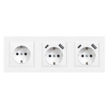 Mufa Nova III cu două conectori USB cu cadru alb