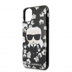 Karl Lagerfeld TPU Flower Cover pentru iPhone 11 Pro Max Negru foto