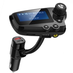 Modulator FM Techstar? T91 NEGRU Quick Charge, AUX, Bluetooth, USB, Micro SD, Transmitator foto
