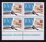 Cumpara ieftin RO 2003 LP 1615 &quot;.Ziua marcii postale romanesti&quot; ,serie bloc 4+manseta text ,MNH, Nestampilat