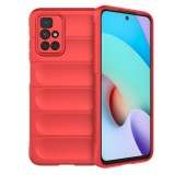 Husa pentru xiaomi redmi 10 / redmi 10 2022, antisoc, margini cu striatii, design minimalist, red