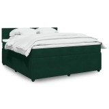 vidaXL Pat box spring cu saltea, verde &icirc;nchis, 180x200 cm, catifea 3287809