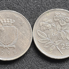 Malta 25 cents cent 1995