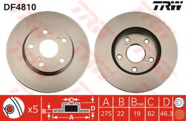 Disc frana TOYOTA COROLLA Limuzina (E15) (2006 - 2016) TRW DF4810