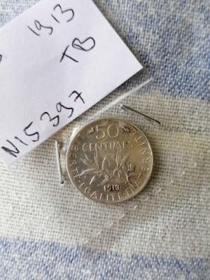 Franta 50 centimes 1913 argint foto