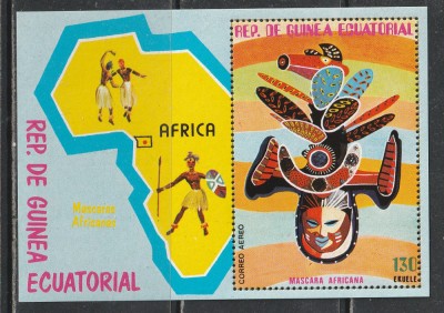 Guinea Ecuatoriala 1977 - Masti Africane S/S 1v MNH foto