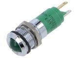 Lampă LED convexă verde 12VDC &Oslash;14mm metal/plastic