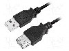 Cablu USB A mufa, USB A soclu, USB 2.0, lungime 2m, negru, LOGILINK - CU0010B