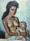 Nud semnat ulei panza 60/73 cm, Realism