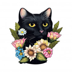 Sticker decorativ Pisica, Negru, 59 cm, 3898ST