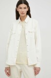 Levi&#039;s camasa jeans femei, culoarea bej, cu guler clasic, regular