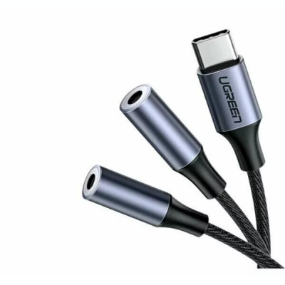 Cablu audio Ugreen USB Type-C la 2 x 3.5 mm jack 0.20 m argintiu 30732 foto