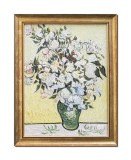 Cumpara ieftin Tablou celebru inramat pictat manual, Trandafiri albi, 45x35cm ulei pe panza reproducere Vincent van Gogh