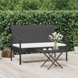 Banca gradina vidaXL, poliratan negru, 105cm, cu perna inclusa. Durabila, confortabila, design modern. Ideal terasa/balcon