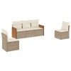 Set canapele de gradina cu perne, 5 piese, bej, poliratan