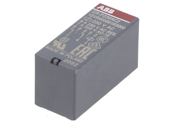 Releu electromagnetic DPDT 230VAC 8A PCB